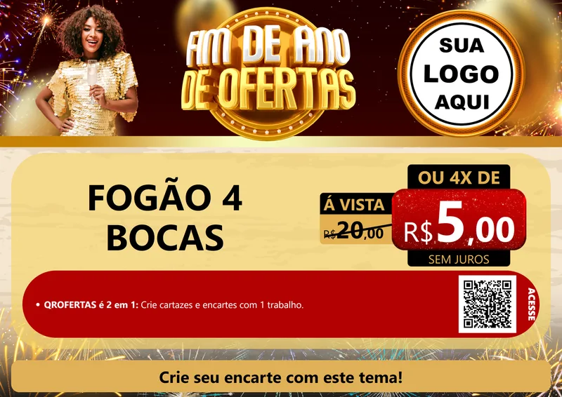 Modelo de Cartaz para Cartaz A4 Horizontal com o tema Fim de Ano de Ofertas para Móveis e Eletro