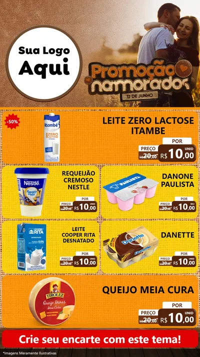Modelo de TV para TV Vertical com o tema Promoção Namorados para Frios e Laticínios