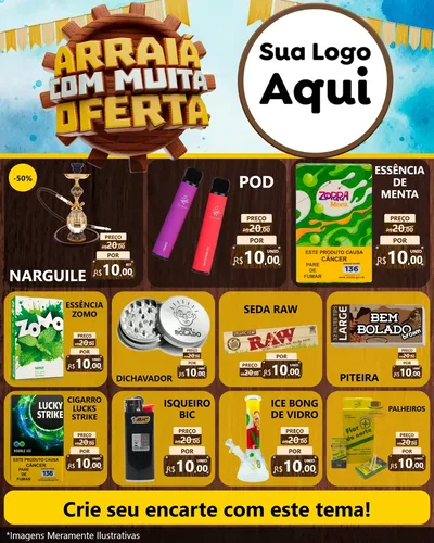 Modelo de Rede Social para Feed Instagram com o tema Ofertas de São João - Junina para Tabacaria