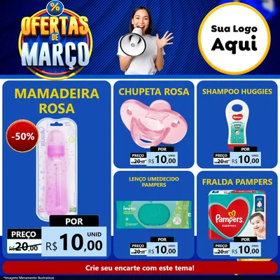 Modelo de Rede Social para Feed Facebook com o tema Ofertas de Março para Bebês