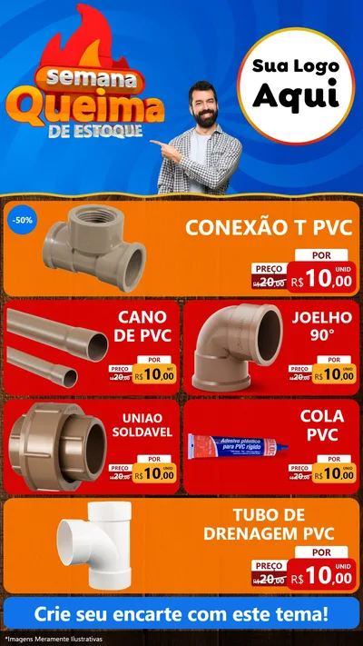 Modelo de TV para TV Vertical com o tema Semana Queima de Estoque para Tubos e conexões