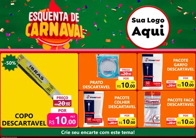 Modelo de Encarte para Encarte A4 Horizontal com o tema Esquenta de Carnaval para Embalagens