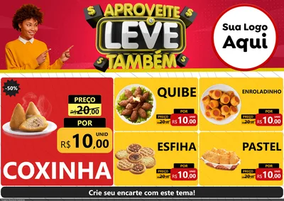 Modelo de Encarte para Encarte A4 Horizontal com o tema Aproveite e Leve Também para Salgadaria
