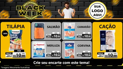 Modelo de TV para TV Horizontal com o tema Black Week para Peixaria