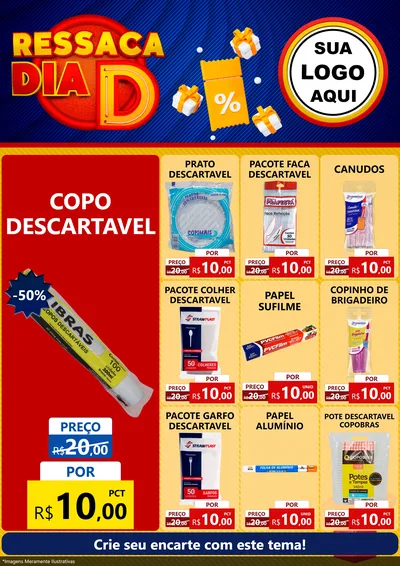 Modelo de Encarte para Encarte A4 Vertical com o tema Ressaca Dia D para Embalagens