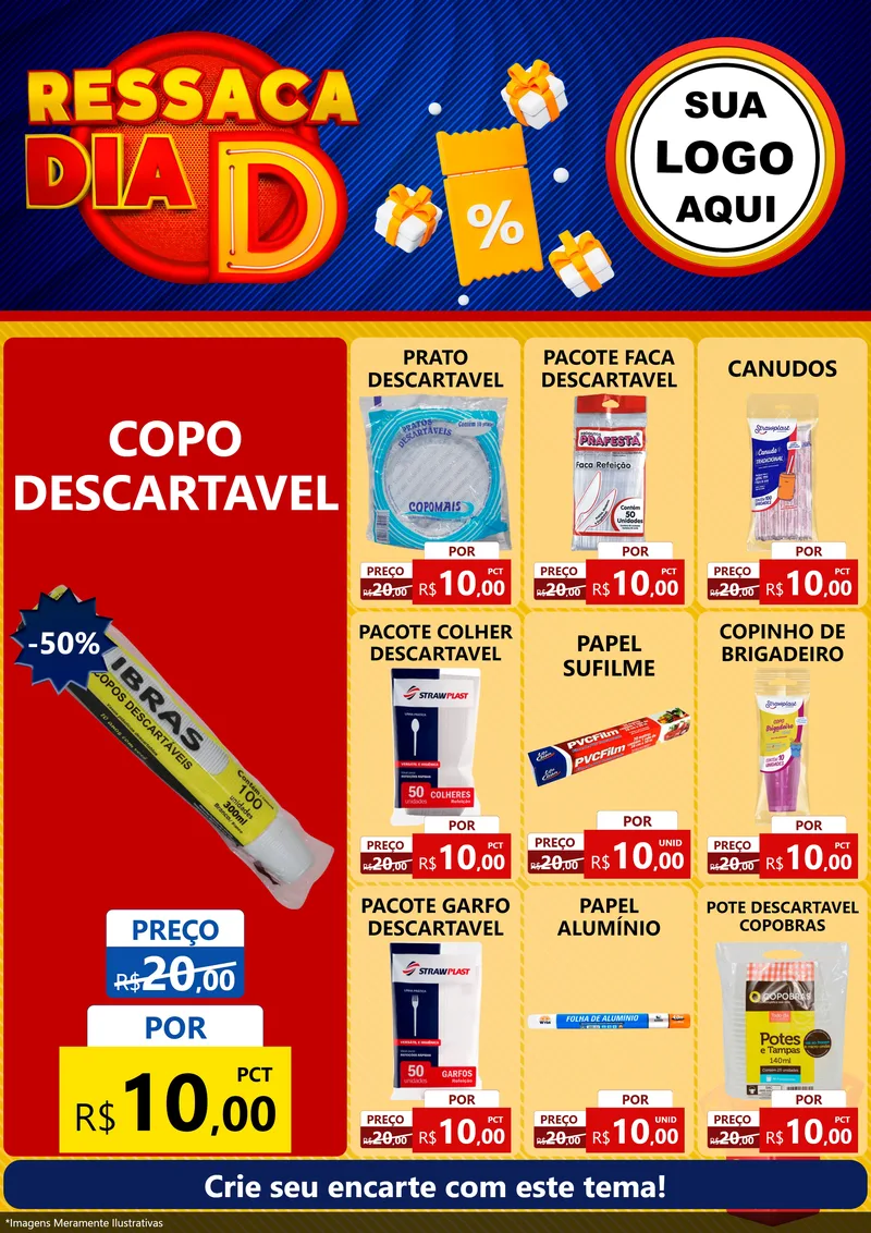 Modelo de Encarte para Encarte A4 Vertical com o tema Ressaca Dia D para Embalagens