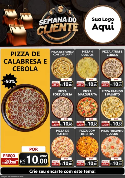 Modelo de Encarte para Encarte A4 Vertical com o tema Semana do Cliente para Pizzaria