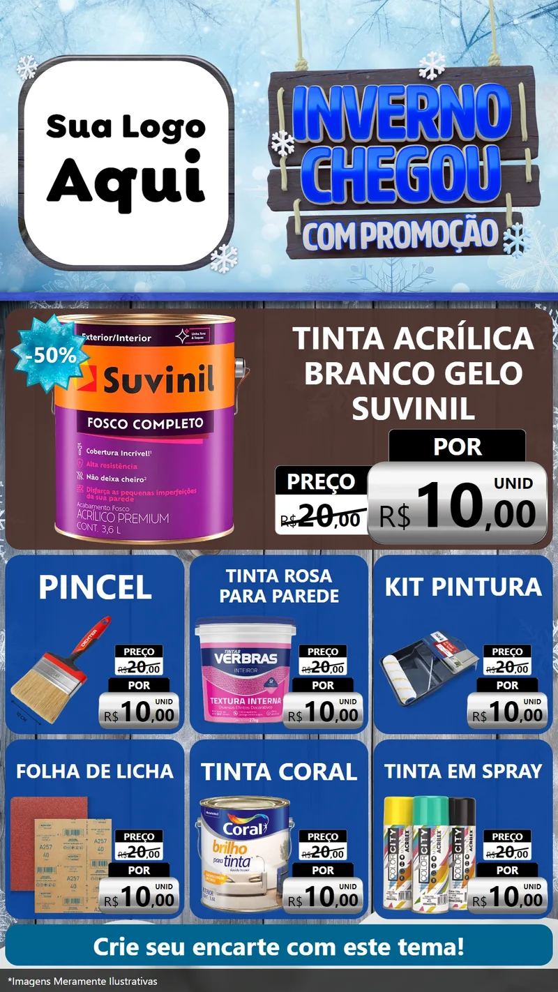 Modelo de Rede Social para Stories com o tema Inverno Chegou Com Promoção para Tintas e Ferramentas
