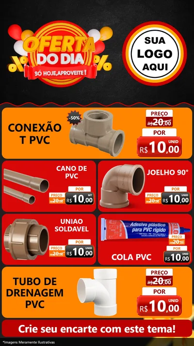 Modelo de TV para TV Vertical com o tema Oferta do Dia - Só hoje, Aproveite! para Tubos e conexões