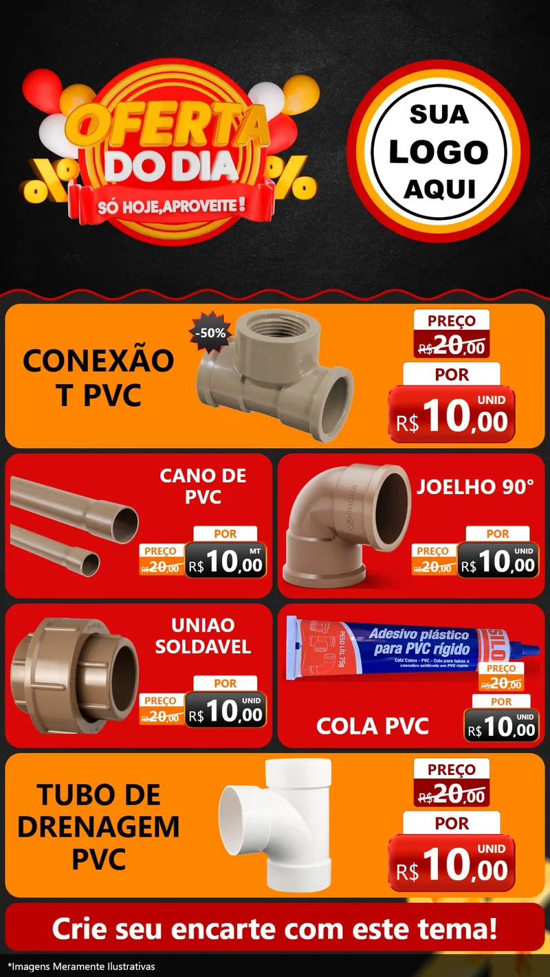 Modelo de TV para TV Vertical com o tema Oferta do Dia - Só hoje, Aproveite! para Tubos e conexões
