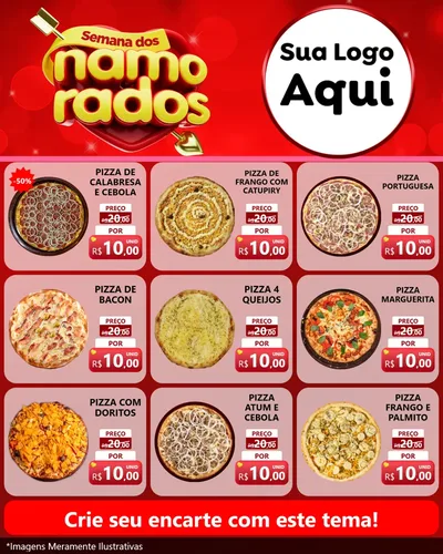 Modelo de Rede Social para Feed Instagram com o tema Semana dos namorados para Pizzaria