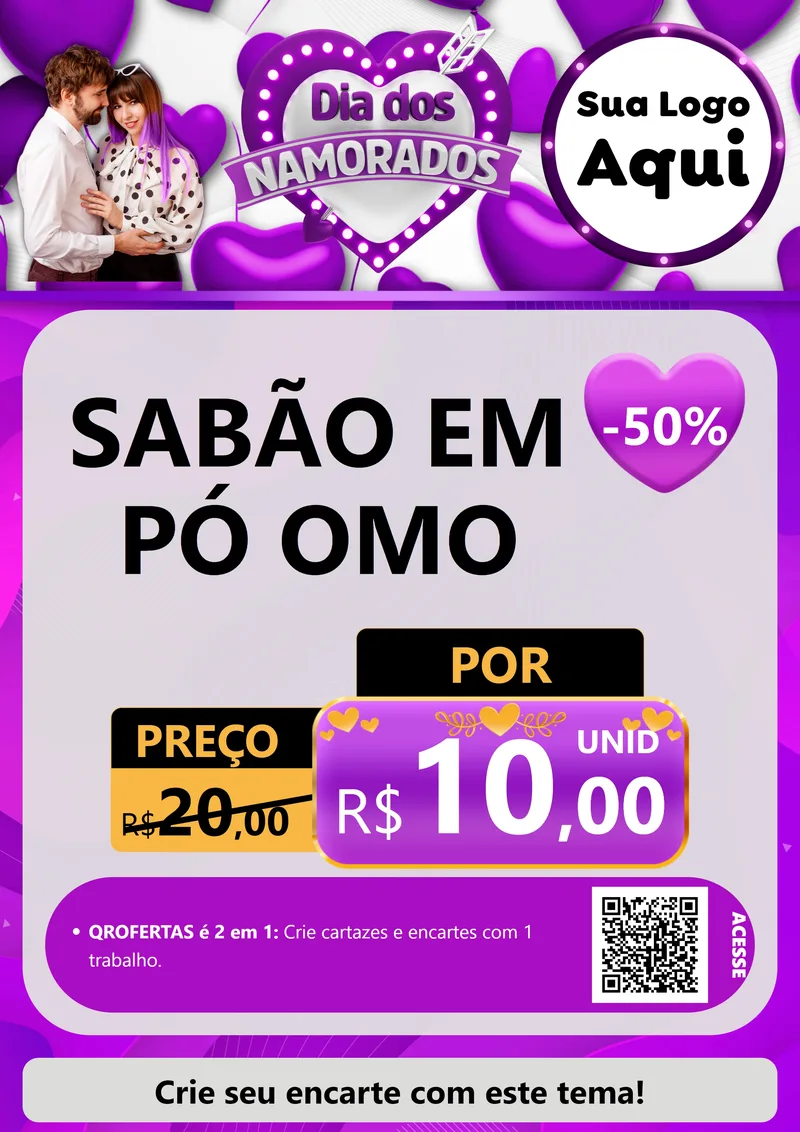 Modelo de Cartaz para Cartaz A4 Vertical com o tema Dia dos Namorados para Produtos de Limpeza