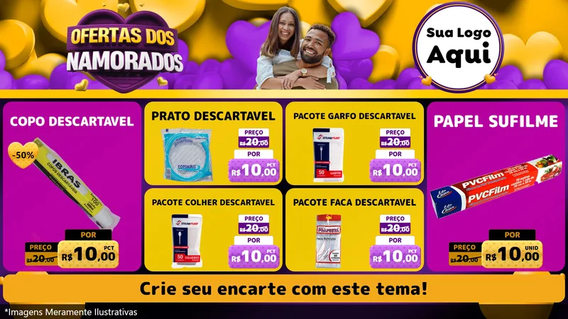 Modelo de TV para TV Horizontal com o tema Oferta Dos Namorados para Embalagens