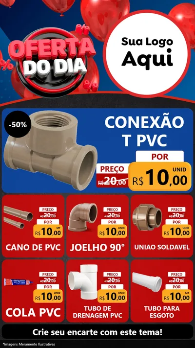 Modelo de Rede Social para Stories com o tema Oferta do Dia para Tubos e conexões
