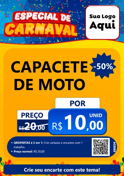 Modelo de Cartaz para Cartaz A4 Vertical com o tema Especial de Carnaval para Moto peças