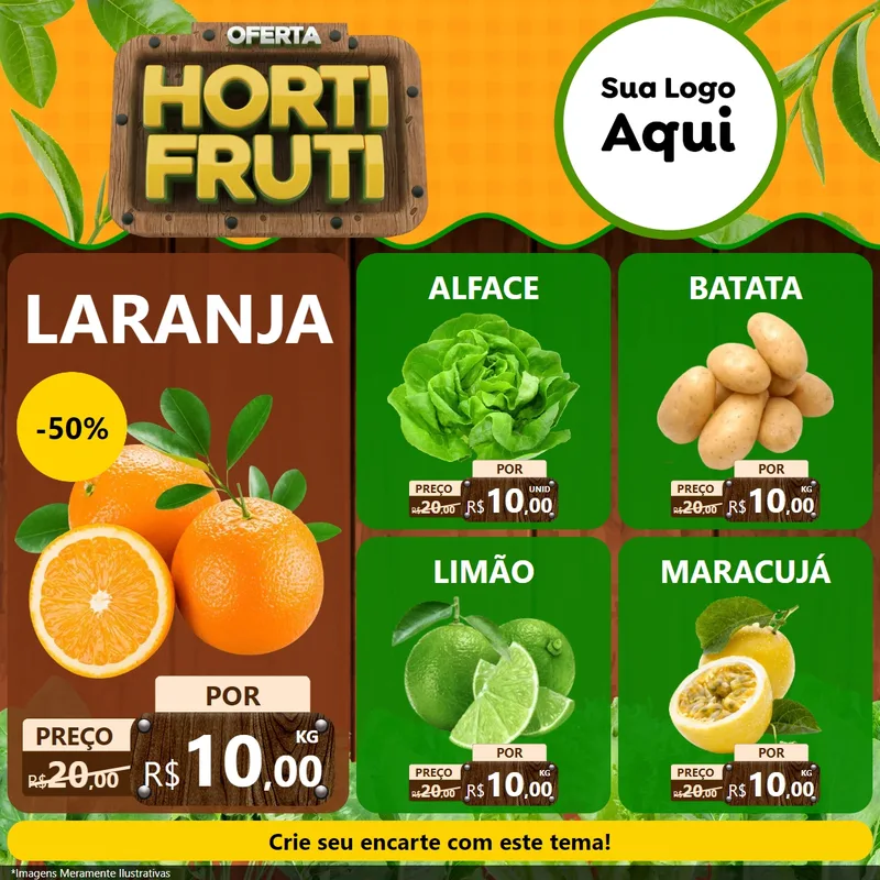 Modelo de Rede Social para Feed Facebook com o tema Oferta Hortifrúti para Hortifrúti
