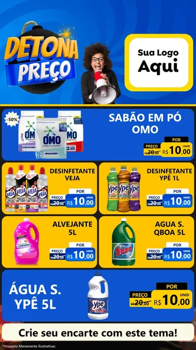 Modelo de TV para TV Vertical com o tema Detona Preços para Produtos de Limpeza