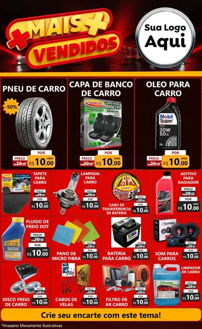 Modelo de Encarte para Encarte Grande com o tema Mais Vendidos para Auto peças
