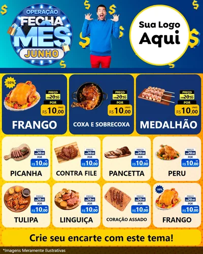 Modelo de Rede Social para Feed Instagram com o tema Operação Fecha Mês, Junho para Assados