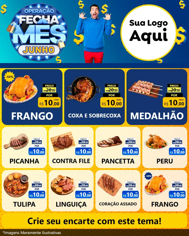 Modelo de Rede Social para Feed Instagram com o tema Operação Fecha Mês, Junho para Assados