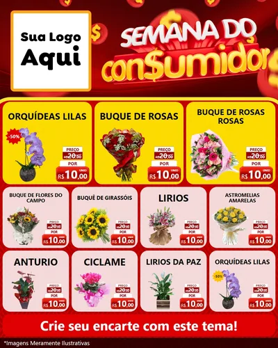 Modelo de Rede Social para Feed Instagram com o tema Semana do Consumidor para Floricultura e jardim