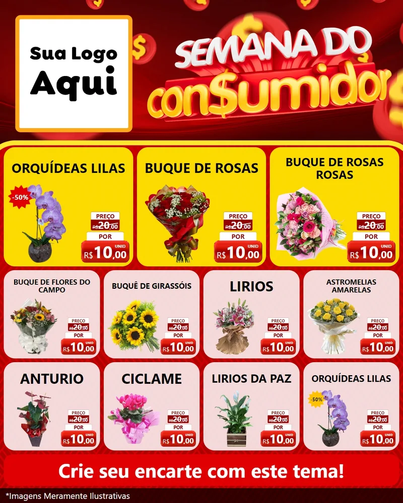 Modelo de Rede Social para Feed Instagram com o tema Semana do Consumidor para Floricultura e jardim