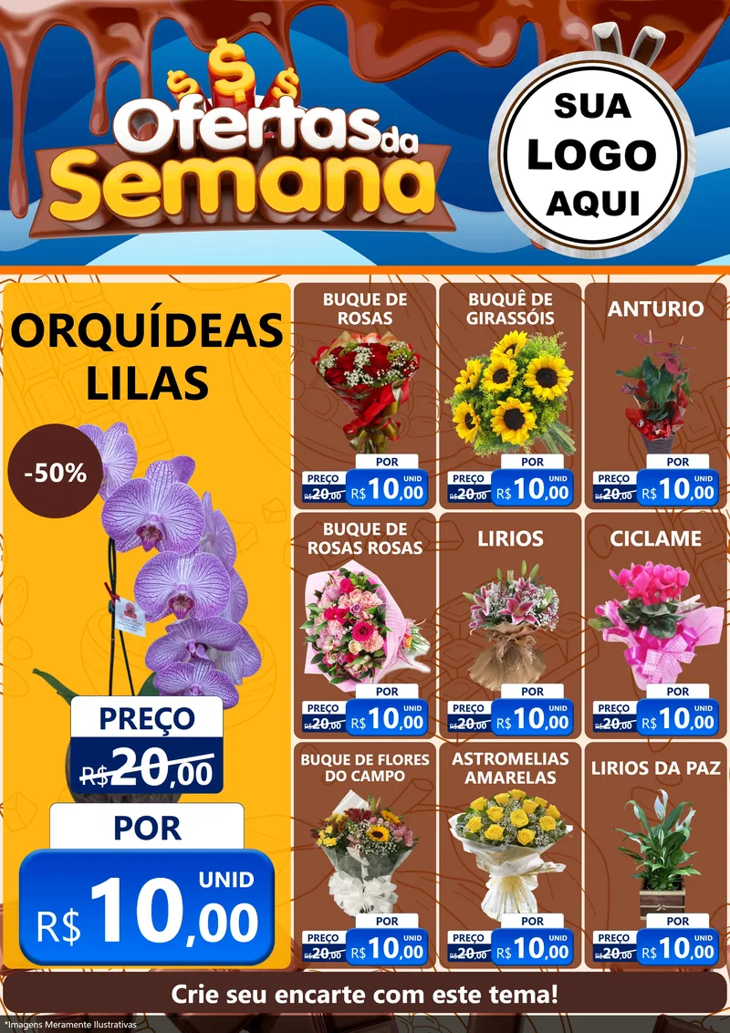 Modelo de Encarte para Encarte A4 Vertical com o tema Ofertas da Semana - Páscoa para Floricultura e jardim