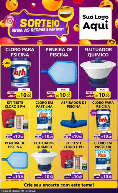 Modelo de Encarte para Encarte Grande com o tema Sorteio para Produtos para Piscina