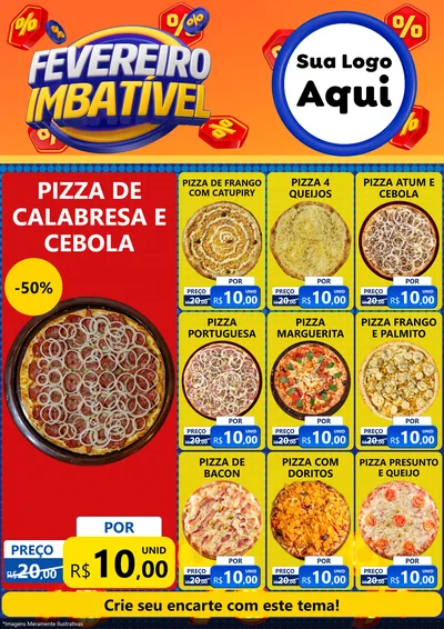 Modelo de Encarte para Encarte A4 Vertical com o tema Fevereiro Imbatível para Pizzaria