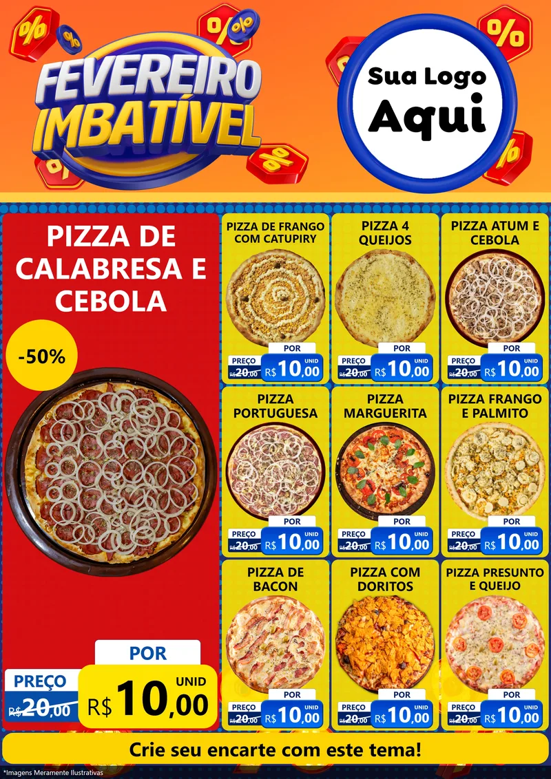 Modelo de Encarte para Encarte A4 Vertical com o tema Fevereiro Imbatível para Pizzaria