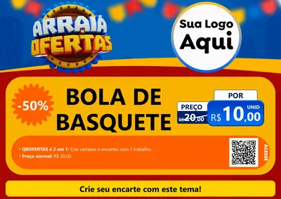 Modelo de Cartaz para Cartaz A4 Horizontal com o tema Arraiá de Ofertas - Junina para Artigos Esportivos