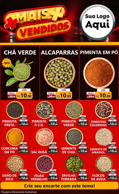 Modelo de Encarte para Encarte Grande com o tema Mais Vendidos para Produtos Naturais