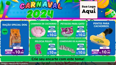 Modelo de TV para TV Horizontal com o tema Carnaval 2027 para Pet Shop