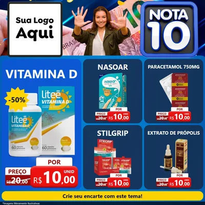 Modelo de Rede Social para Feed Facebook com o tema Nota 10 para Farmácia