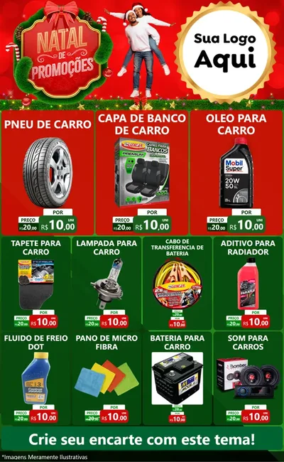 Modelo de Encarte para Encarte Grande com o tema Natal de Promoções para Auto peças