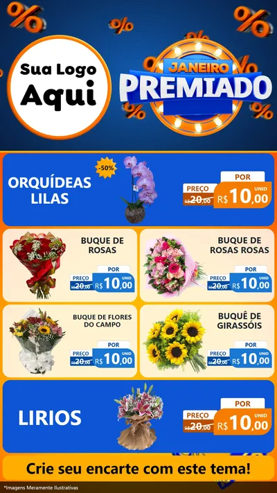 Modelo de TV para TV Vertical com o tema Janeiro Premiado para Floricultura e jardim