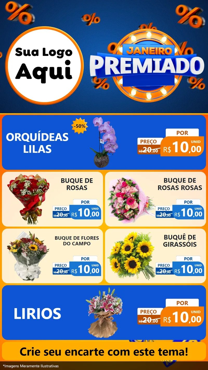 Modelo de TV para TV Vertical com o tema Janeiro Premiado para Floricultura e jardim