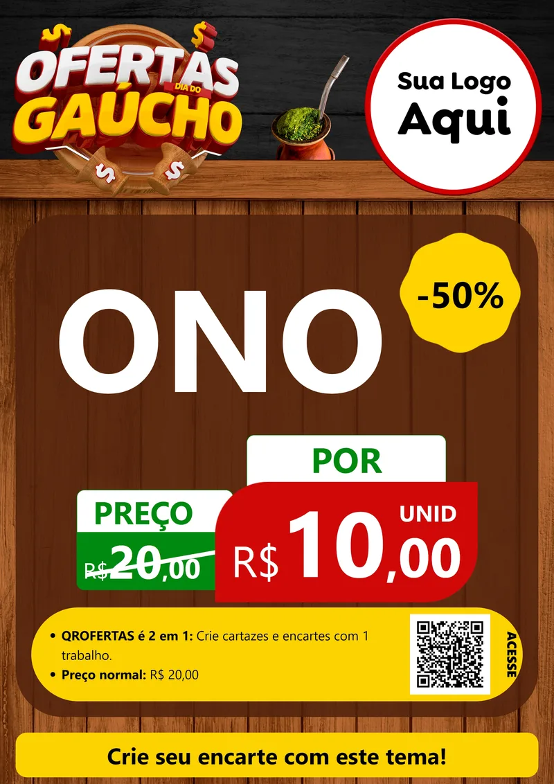Modelo de Cartaz para Cartaz A4 Vertical com o tema Ofertas Dia do Gaúcho para Óticas