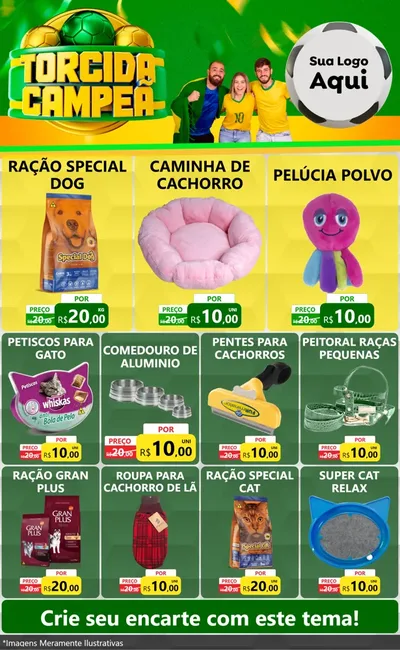 Modelo de Encarte para Encarte Grande com o tema Torcida Campeã - Copa para Pet Shop