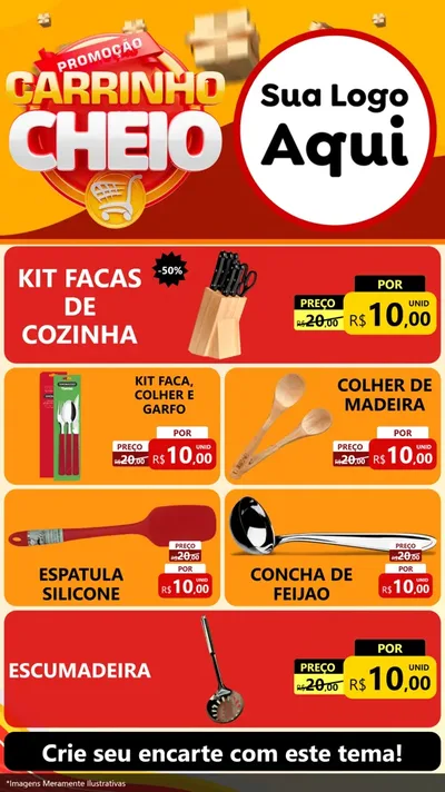 Modelo de TV para TV Vertical com o tema Promoção carrinho cheio para Utilidades Domésticas