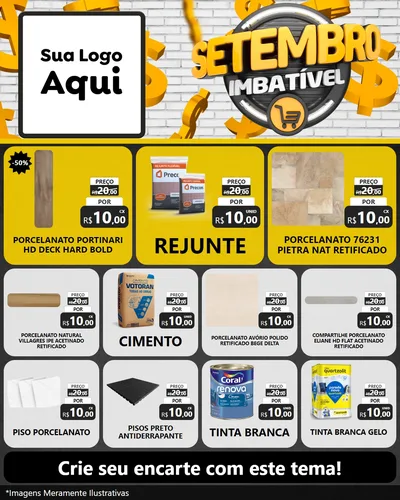 Modelo de Rede Social para Feed Instagram com o tema Setembro Imbatível para Pisos e revestimentos