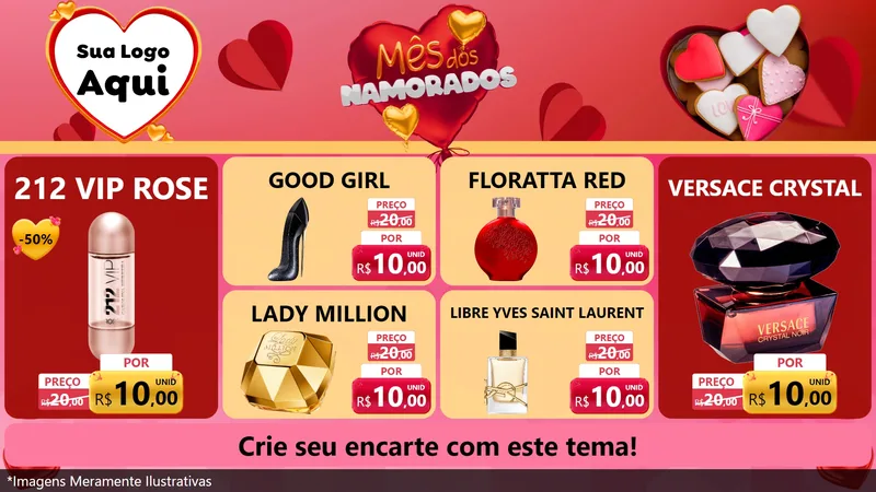 Modelo de TV para TV Horizontal com o tema Mês dos Namorados para Perfumes