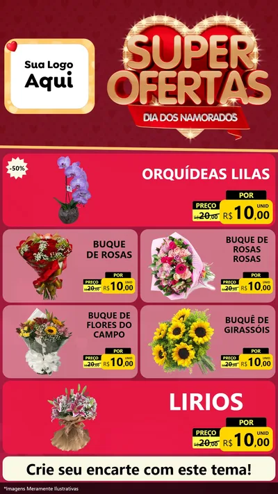 Modelo de TV para TV Vertical com o tema Dia dos Namorados para Floricultura e jardim