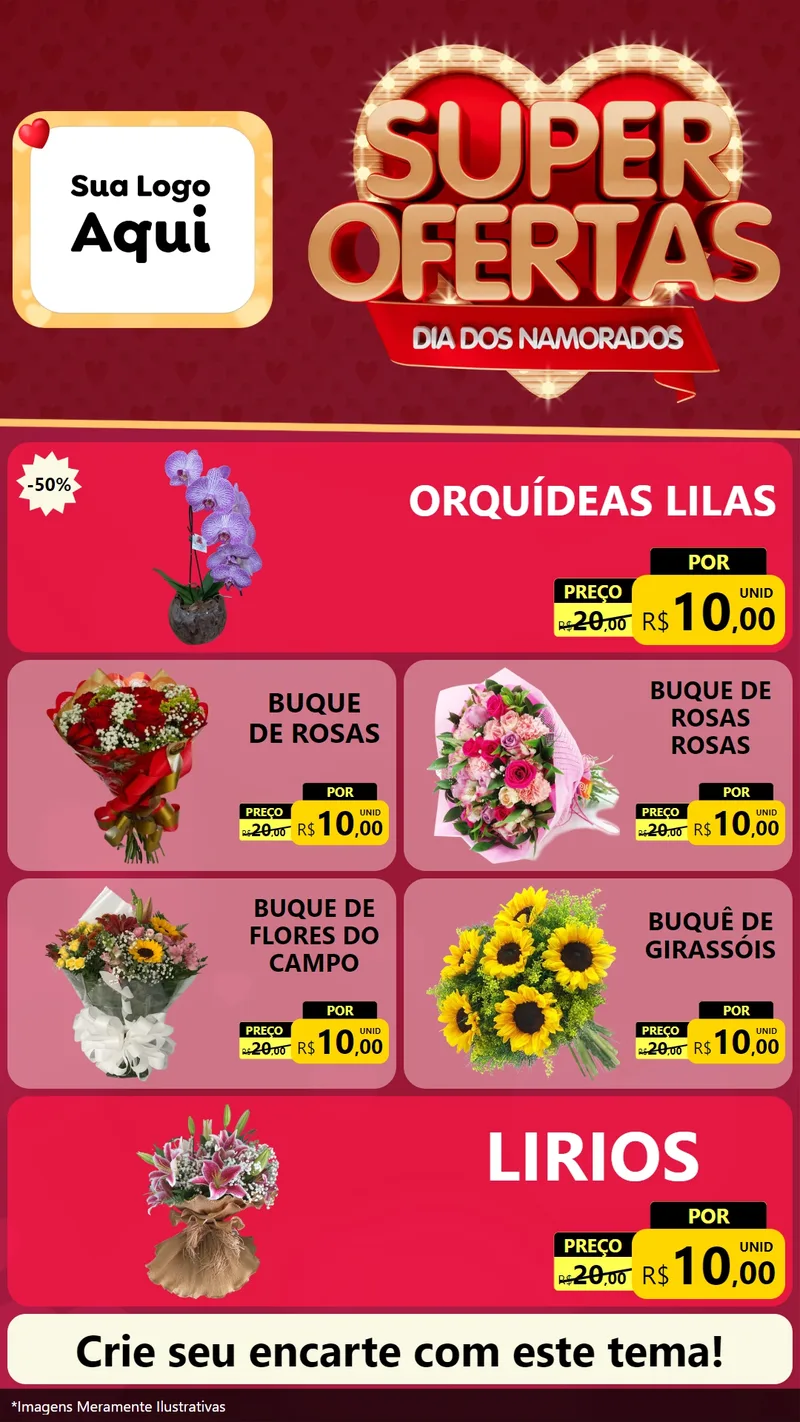 Modelo de TV para TV Vertical com o tema Dia dos Namorados para Floricultura e jardim
