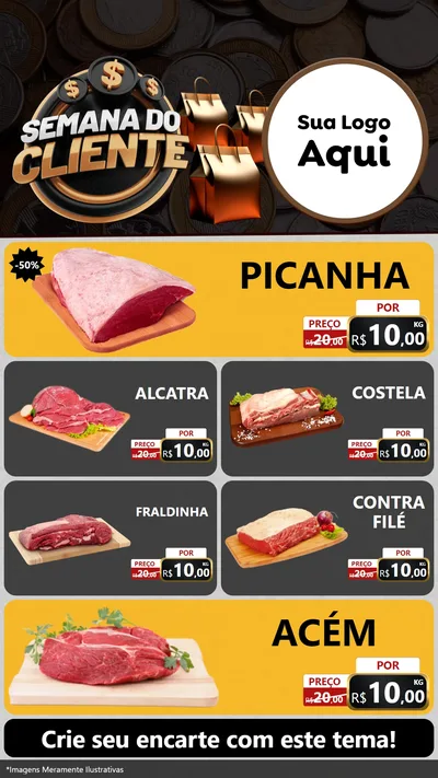 Modelo de TV para TV Vertical com o tema Semana do Cliente para Açougue