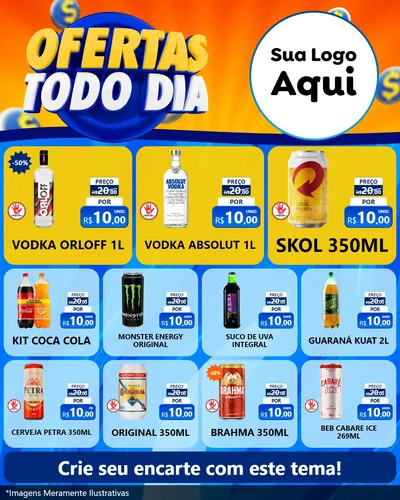 Modelo de Rede Social para Feed Instagram com o tema Ofertas Todo Dia para Distribuidora de bebidas