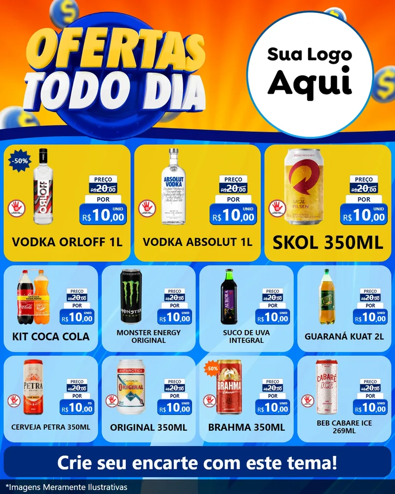 Modelo de Rede Social para Feed Instagram com o tema Ofertas Todo Dia para Distribuidora de bebidas