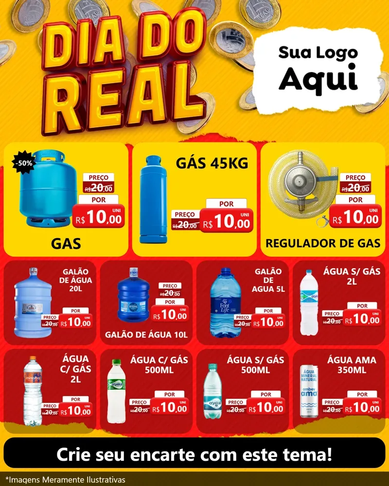 Modelo de Rede Social para Feed Instagram com o tema Dia Do Real para Água e gás