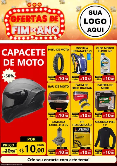 Modelo de Encarte para Encarte A4 Vertical com o tema Ofertas de Fim de Ano para Moto peças