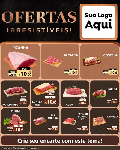 Modelo de Rede Social para Feed Instagram com o tema Ofertas Irresistíveis! para Açougue